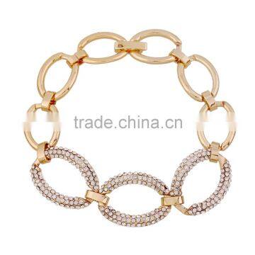 18k Gold Plated Oval Spark&Shine Chain Bracelet Bangle Three Crystal Bracelet for Women