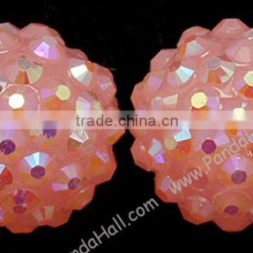 20mm Pink Chunky Bubblegum Resin Rhinestone Ball Beads(CLAY-G007-6)