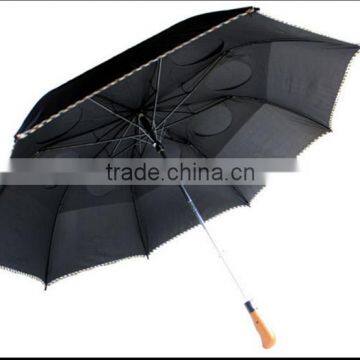 Umbrella Folding Fibereglass ribs vented canopy wood style handle mono color foldable umbrella