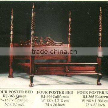 Four Poster Bed Mahogany Indoor Furniture.