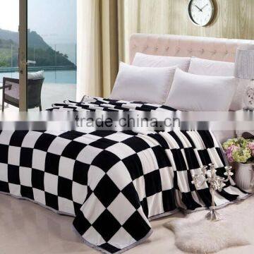 2015 new designs thick velvet soft blanket simple checked design bedroom blanket