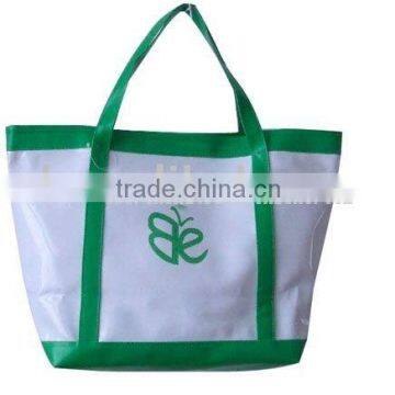 white non woven shopping bag with blue trim