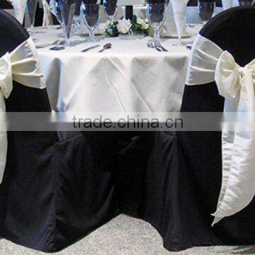 Black Polyester banquet chair cover with sashes for wedding