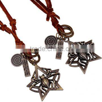 Custom New Popular Fashion Spider Man Leather Pendant Necklace