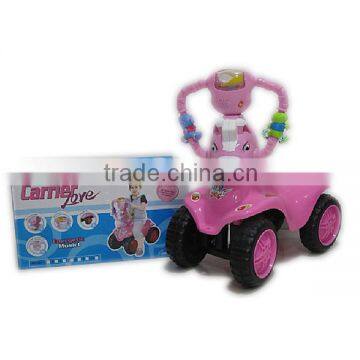 Plastic toy horse on wheels for kids with light, music