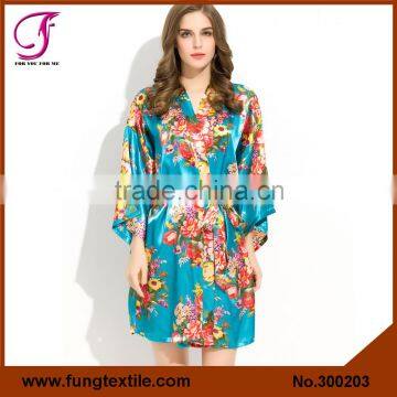 FUNG 3002 New Flower Silk Ankle Length Floral Maternity Robe                        
                                                Quality Choice