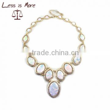 2015 Fashion pearlized cab necklace,statement necklace