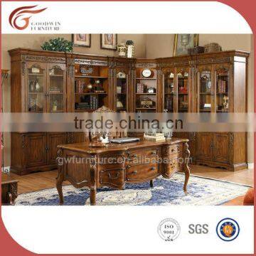 Solid wood bookcase with desk A23