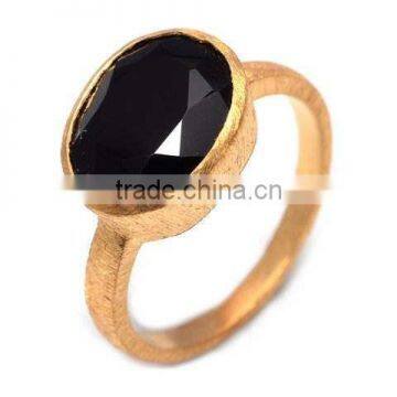 The Gopali Jewellers Black Onyx Natural Gemstones Ring vermeil Gold matte finish