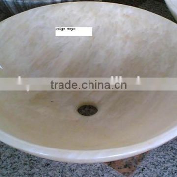 polished natural white onyx wash basin