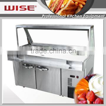 Hot Selling Stainless Steel Blue Ray Fan Cooling Sandwich Prep Table Hotel Equipment