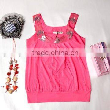 Popular viscose spandex ladies tank top with sequin