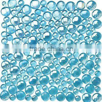 Sky Blue Round Glossy Glass Pebble Mosaic Tile