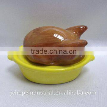 Turkey and pan ceramic salt and pepper shaker set