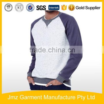 new design men sweatshirt with contrast color sleeves low moq