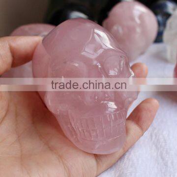 Hand carved crystal skulls statue rose quartz skull