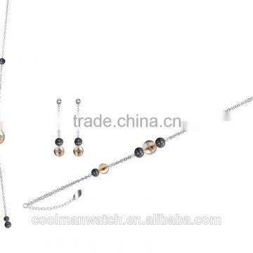 2016 Coolman Jewelry Zirconia and 316L Stainless Steel Material Gilrs Jewelry Sets Elegant Style Necklace Bracelet and Earrings