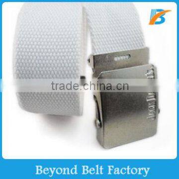 Beyond Children's White Color Cotton Belt with Engraved Logo Slip Iron Buckle