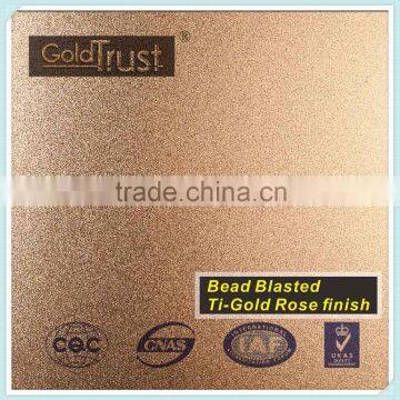 Bead Blasted Ti-Gold Rose stainless steel sheet for Elevator and Kitchen wall panels