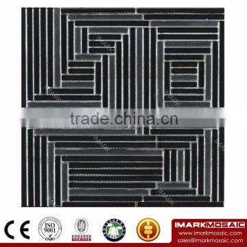 IMARK Lavender Linear Glass Mosaic Black Color Glazed Glass Mosaic Irregular Pattern