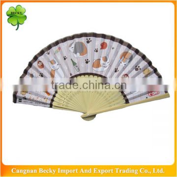 Fancy colorful beautiful promotion bamboo hand fan