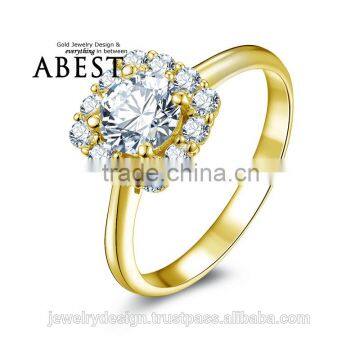 Round With Halo 6.0mm 10K Gold Yellow Ring Sona Simulated Diamond Ring Jewelry Ring New Wedding Engagement Rings For Women Gift