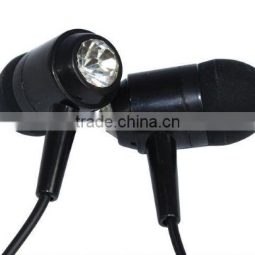 Diamond plastic earphones with mic with custom service