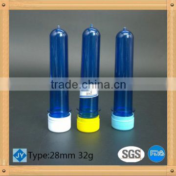 100% new material 28mm neck size 32g plastic bottle preform with cap, preform for mineral water soda bottle