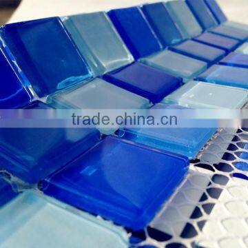 25X25mm bule polished crystal glass mosaic tile for swimming pool tile