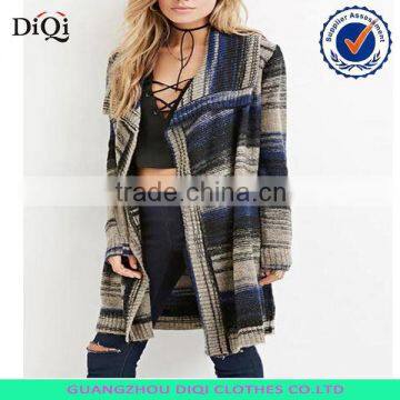 Textured Mix-Stripe Long Cardigan