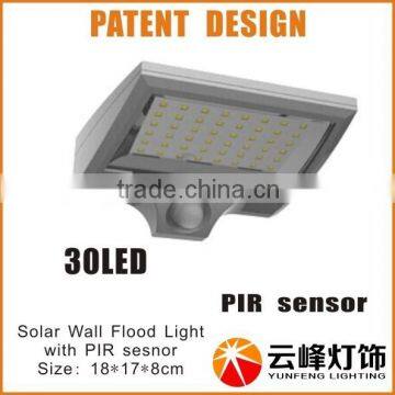 2015 new patent design 30 LED solar wall light with motion sensor