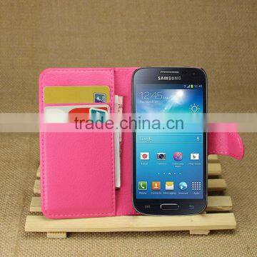 Hot Selling Ultra Thin Lichee PU Leather Case Wallet Folio Flip Cover for Samsung GALAXY S4 Mini I9190 photo-5
