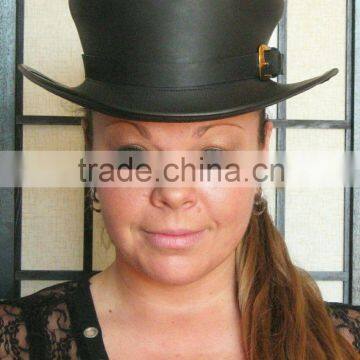 Steampunk Hat Victorian Leather Standard HIGH Top Hat with Belt