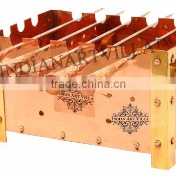 IndainArtVilla Handmade Copper Barbecue With Stickes for Use Paneer Tikka, Tandoori Chicken Restaurant Hotel Home Garden Ware