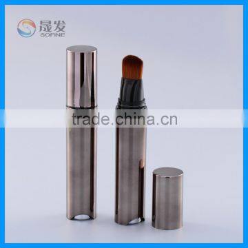 Cosmetic packaging tube with brush head