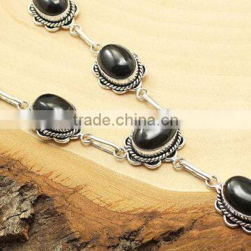 falak gems Silver Black Onyx Necklace, Gemstone Necklace,