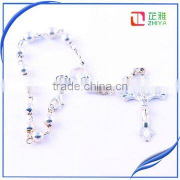 Round Silver Bead Catholic Rosary