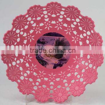 Hot Sale candy color hollow out plastic pp new design flower&butterfly plate