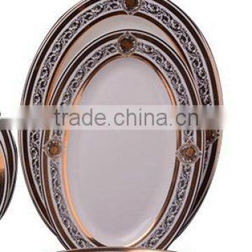 Ceramic Gold Plates in Rose Design of Porcelain Dinnerware Set for 12 Persons photo-4