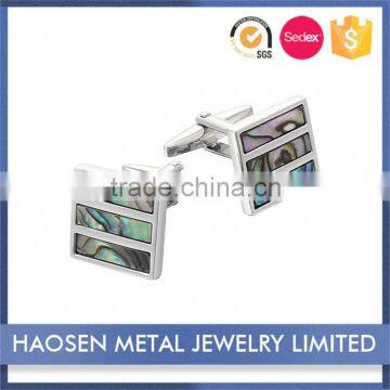 Super Quality Abalone MOP Blue Shell With Onyx Men'S Stone Rhinestone Cufflinks