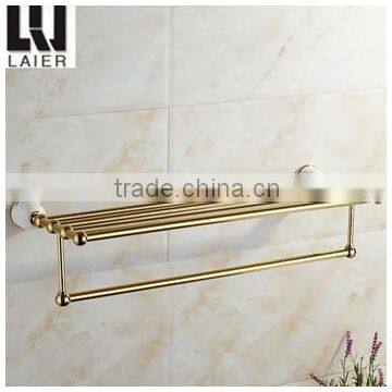 2015 new design gold ceramic bathroom accessories set towel shelf 11620