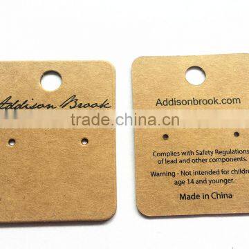 Punch 2 Holes Silver Earring Card With Gold Logo Custom