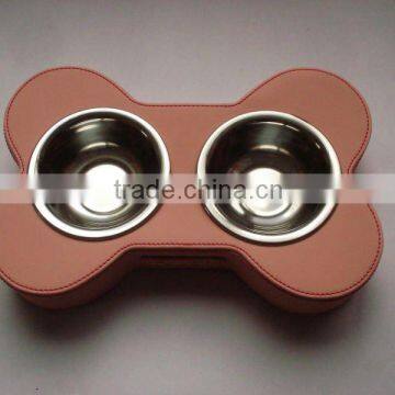 special leather pet bowl