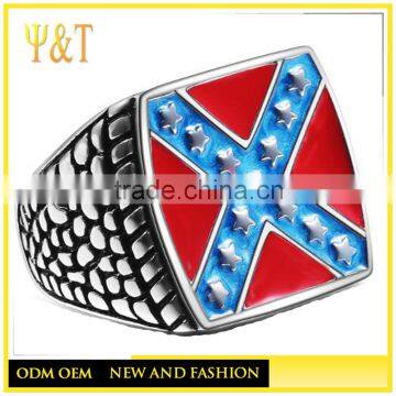 Jingli Jewelry On stock stainless steel enamel american flagbiker r ings (HS-090)
