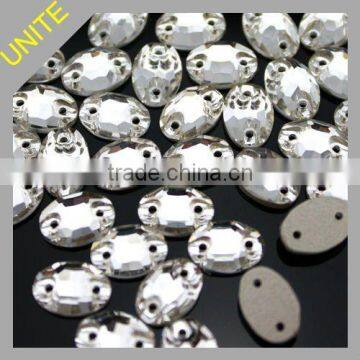 Oval clear Sew-on Glass Stone for garment