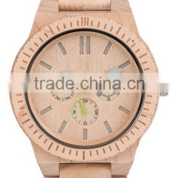 wood wrist watch unisex japan quartz movt multi function water resistant lady man wooden watch