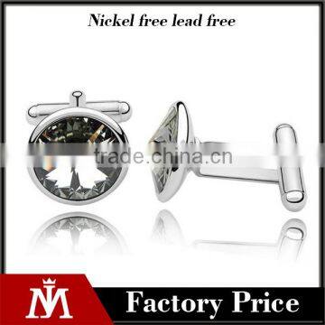 Europe high polishing cufflinks silver metal copper silver cuff link crytsal for men shirts