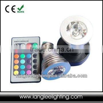 3W E27 RGB LED bulb with IR remote