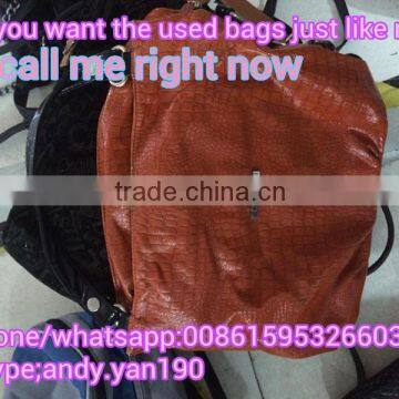 2015 fashionable wholesale second hand lady men used genuine leather bags