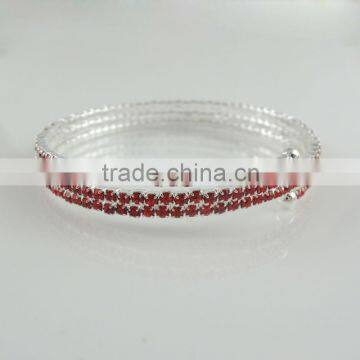 3 ROW RED SILVER SPRING COIL BRACELET B32090-LT.SIAM